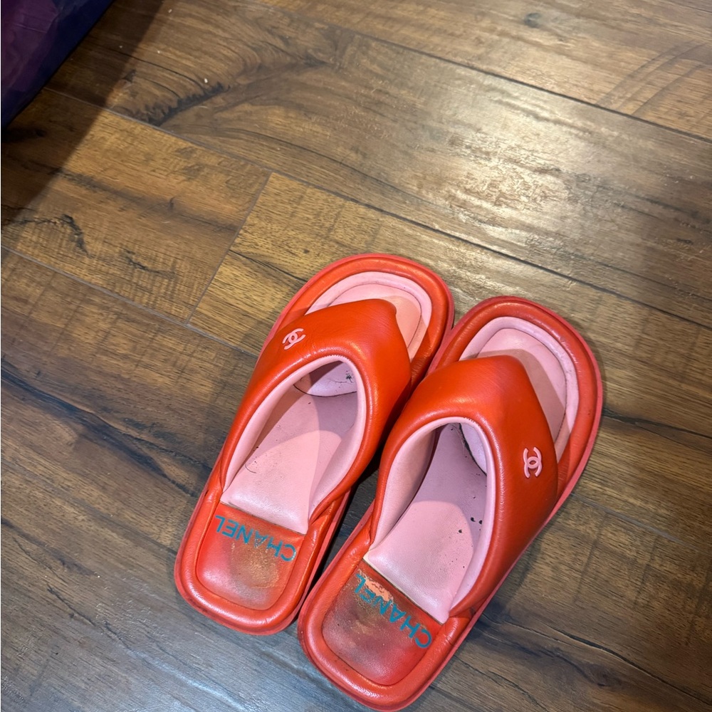 Chanel Red/Pink Bubble Sandals